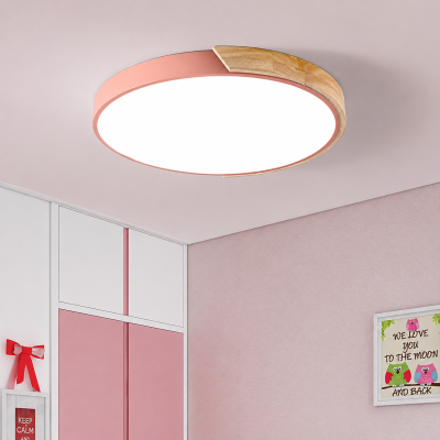 LED плафон NORDIC BLOOM – розово и естествено дърво, 33W, Ø500 мм, 3 цветни температури