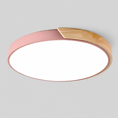 LED плафон NORDIC BLOOM – розово и естествено дърво, 33W, Ø500 мм, 3 цветни температури