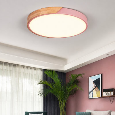 LED плафон NORDIC BLOOM – розово и естествено дърво, 33W, Ø500 мм, 3 цветни температури
