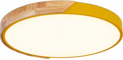 LED плафон NORDIC SUN – оранжево и естествено дърво, 33W, Ø500 мм, 3 цветни температури