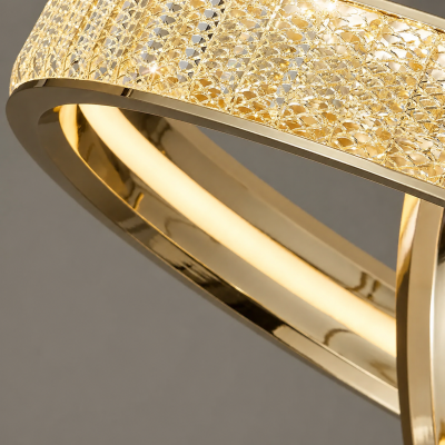 Луксозен LED полилей AURELIA CRYSTAL RING – злато, Ø60 см, 48W, 3000K