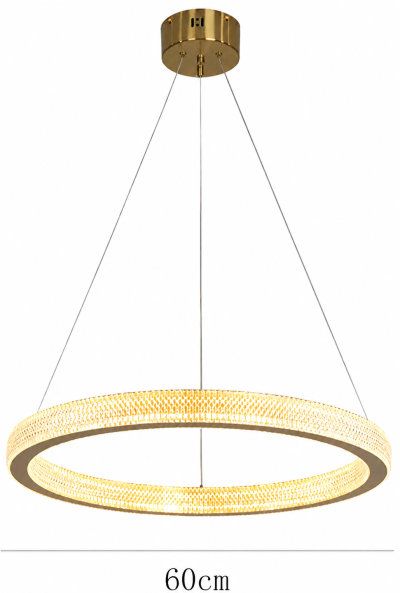 Луксозен LED полилей LUMIÈRE RING – злато, Ø60 см, 48W, 3000K