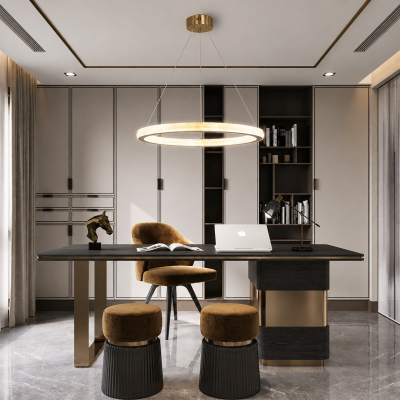 Луксозен LED полилей LUMIÈRE RING – злато, Ø60 см, 48W, 3000K