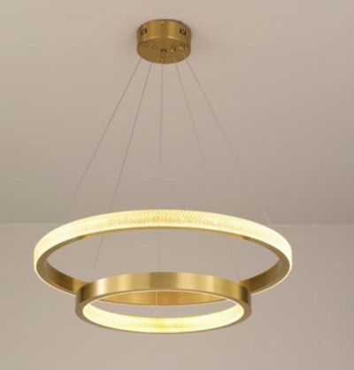 Дизайнерски LED полилей AURELIA DUO – злато, Ø60 + Ø40 см, 42W, 3000K