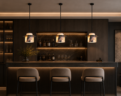 Дизайнерски пендел MARBLE HALO – естествен мрамор, Ø20 см, E27