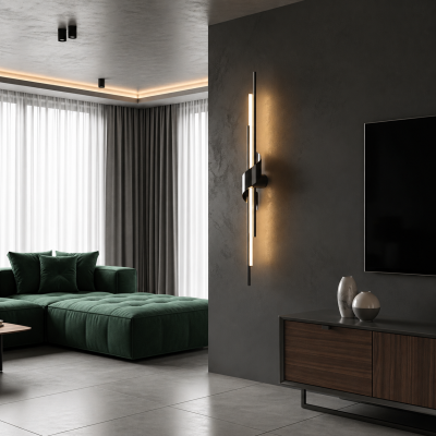 LED аплик NOIR RIBBON – 8W, 3000K, H850 мм, черен