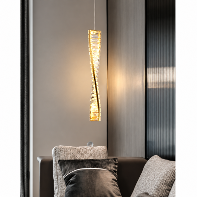 LED пендел AURORA CRYSTAL – злато и кристал, 24W, 3000K, H600 мм