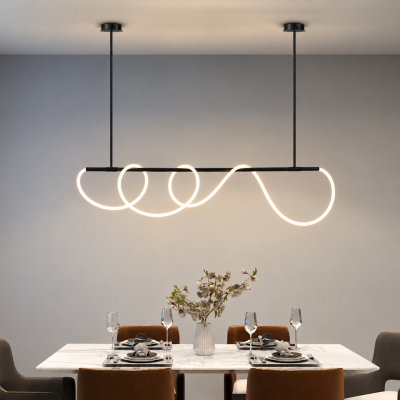 LED полилей INFINITY WAVE – 110 см светлинна скулптура в черно