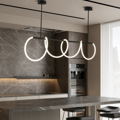 LED полилей INFINITY WAVE – 110 см светлинна скулптура в черно