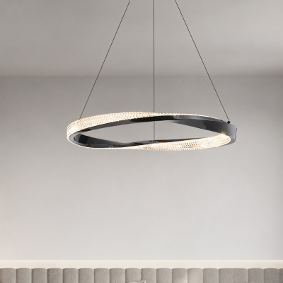 LED полилей AURELIS CRYSTAL – черен кристален ринг, Ø60 см, 36W, 3000K