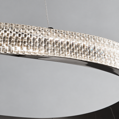 LED полилей AURELIS CRYSTAL – черен кристален ринг, Ø60 см, 36W, 3000K