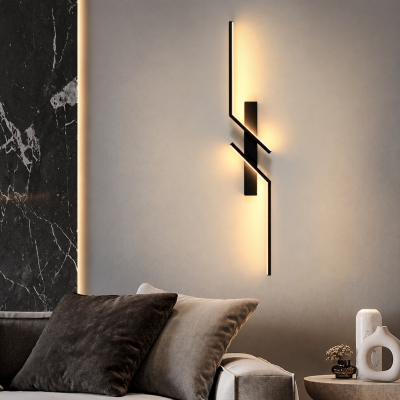 LED аплик LINEA CROSS – черен, 9W, 3000K, 60 см | Модерен геометричен дизайн