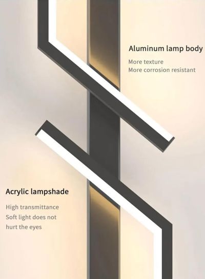 LED аплик LINEA CROSS – черен, 9W, 3000K, 60 см | Модерен геометричен дизайн