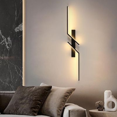 LED аплик LINEA CROSS – черен, 9W, 3000K, 60 см | Модерен геометричен дизайн