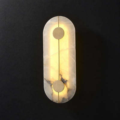 Луксозен LED аплик ALABASTER LUX – естествен мрамор и златист алуминий | 3000K, H43 см
