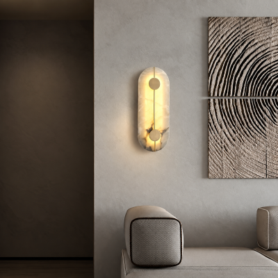 Луксозен LED аплик ALABASTER LUX – естествен мрамор и златист алуминий | 3000K, H43 см