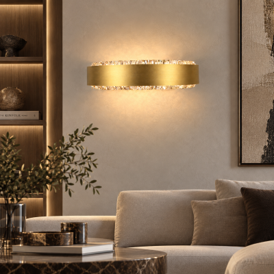 AURELIA CRYSTAL – дизайнерски LED аплик в злато с кристален ефект | 12W, 3000K