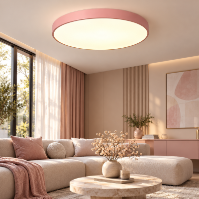 BLUSH – модерен LED плафон в нежно розово | 33W, Ø50 см, 3 цветни температури
