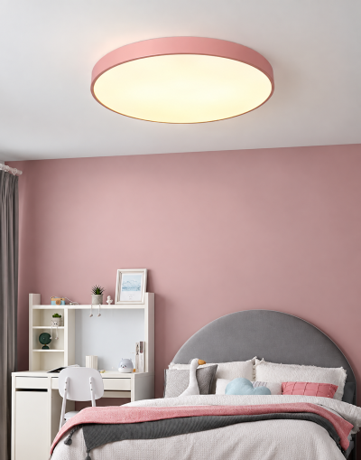 BLUSH – модерен LED плафон в нежно розово | 33W, Ø50 см, 3 цветни температури