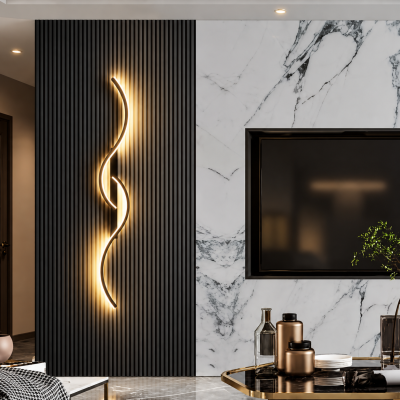 SERPENTA – дизайнерски LED аплик с вълнообразен силует | Черен,H600mm, 11W, 3000K
