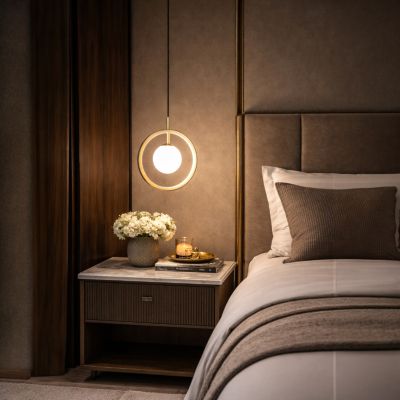 Луксозен LED Пендел 11W, 250mm, Розово Злато и Стъкло (3000K)