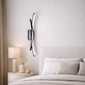 Модерен LED аплик за стена Chrome Wave – 15W, 3000K, Графитено сребро