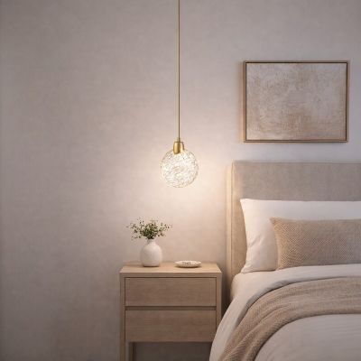 Луксозен LED Пендел Ligero – Златен Акцент с Релефно Стъкло (D150mm, 3000K)